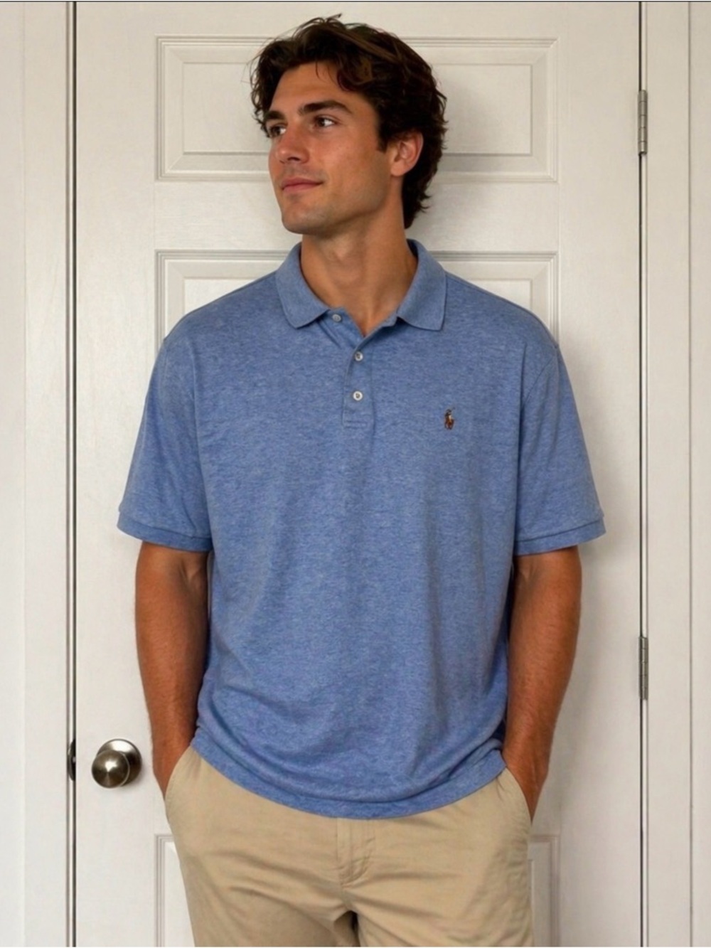 Ralph Lauren Blue Polo Shirt with Embroidered Logo